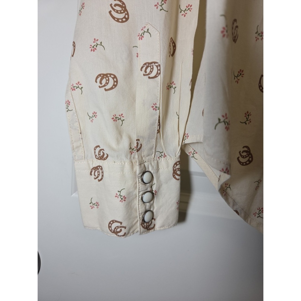 Pendleton Gambler Pearl Snap Shirt Cowgirl Western Floral Horsehoes Women L $119 - Picture 3 of 12